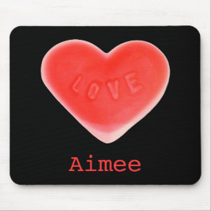 Mousepad Preto 'Nome' de Coração Doce