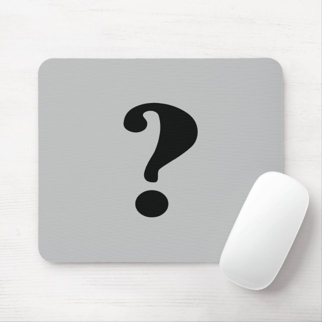 Mousepad Preto "O que" em Fundo Cinza Claro (Com mouse)