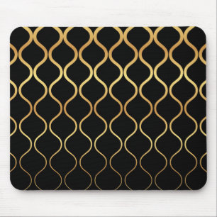 Mousepad Preto, ouro, legal, tendências, desenho abstrato