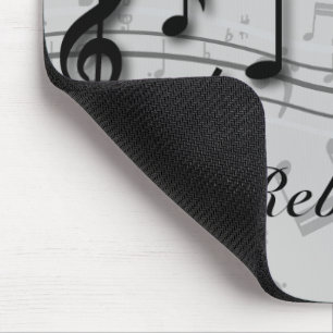 Mousepad Preto personalizado e notas musicais cinzentas