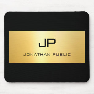 Mousepad Preto Preto Dourado Personalizado Moderno Elegante