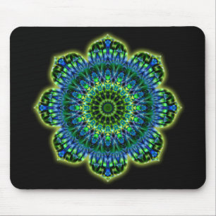 Mousepad Preto verde do azul   da mandala