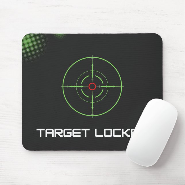 Mousepad Preto Verde Simples Escuro Alvo Bloqueado (Com mouse)