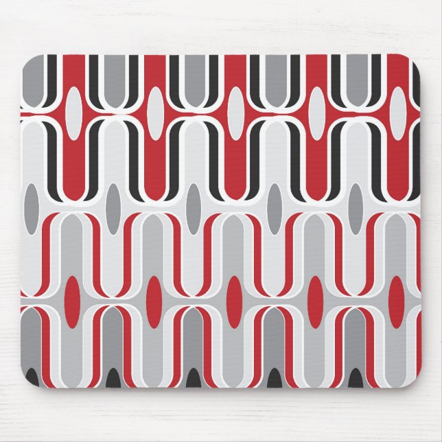 Mousepad Preto vermelho do teste padrão Funky retro do (Frente)
