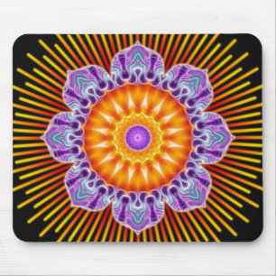 Mousepad Preto violeta amarelo da mandala