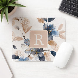 Mousepad Pretty Flower Monogram Template Personalized