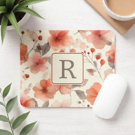 Mousepad Pretty Flower Monogram Template Personalized