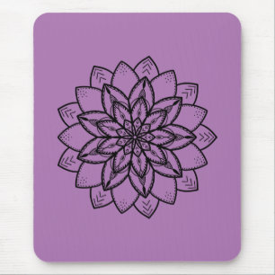 Mousepad Pretty Line Art Mandala on Purple