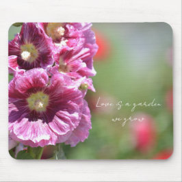 Mousepad Pretty Pink Hollyhock Flowers Photography  