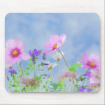 Mousepad Pretty Spring Wild Flowers<br><div class="desc">Pretty pink flowers and lavender meadow on a bright spring day against a blue sky.</div>