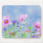 Mousepad Pretty Spring Wild Flowers<br><div class="desc">Pretty pink flowers and lavender meadow on a bright spring day against a blue sky.</div>