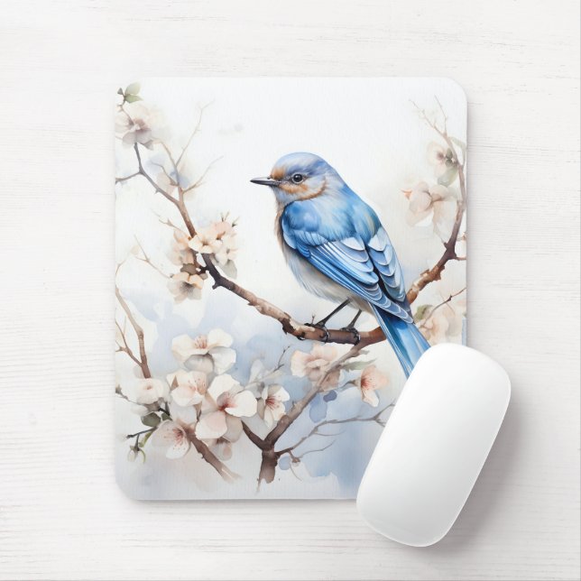 Mousepad Primavera Bluebird na árvore brilhante (Com mouse)