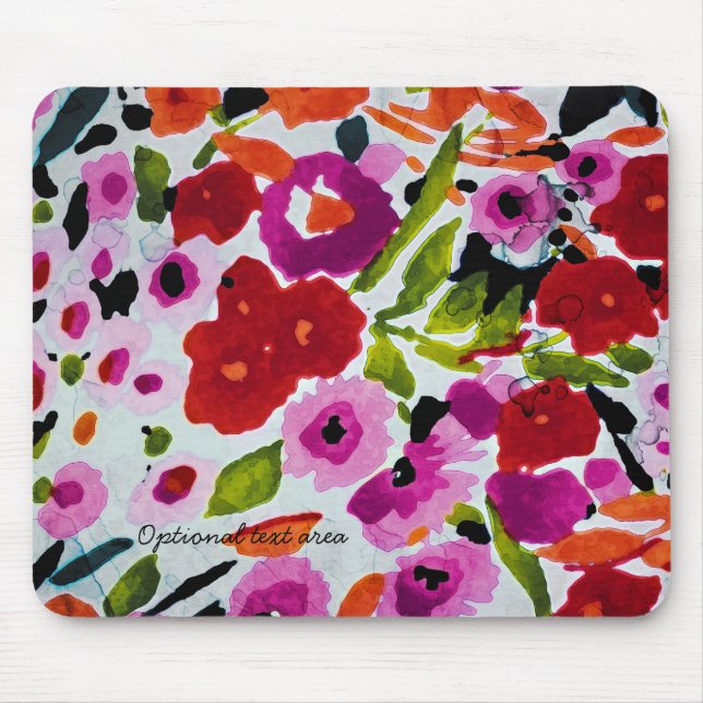 Mousepad Primavera Bright Flowers Floral Elegante Aquarela (Frente)