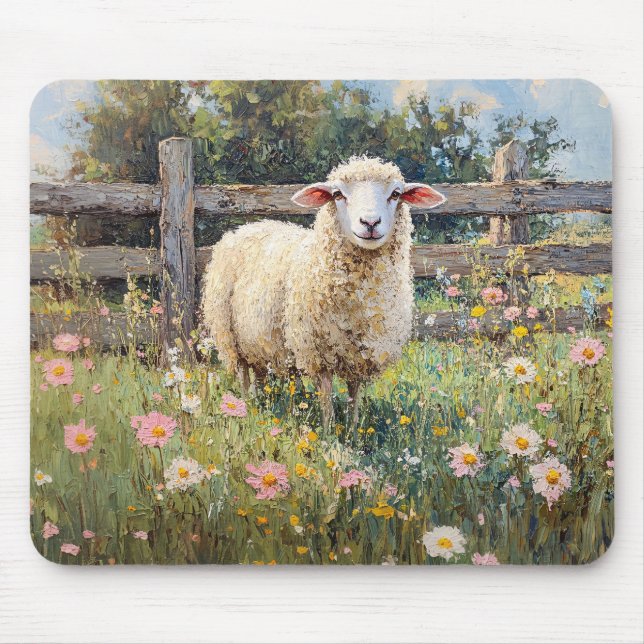 Mousepad Primavera com pintura de flores selvagens (Frente)