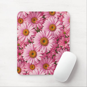Mousepad Primavera cor-de-rosa margarida cor-de-rosa retróg