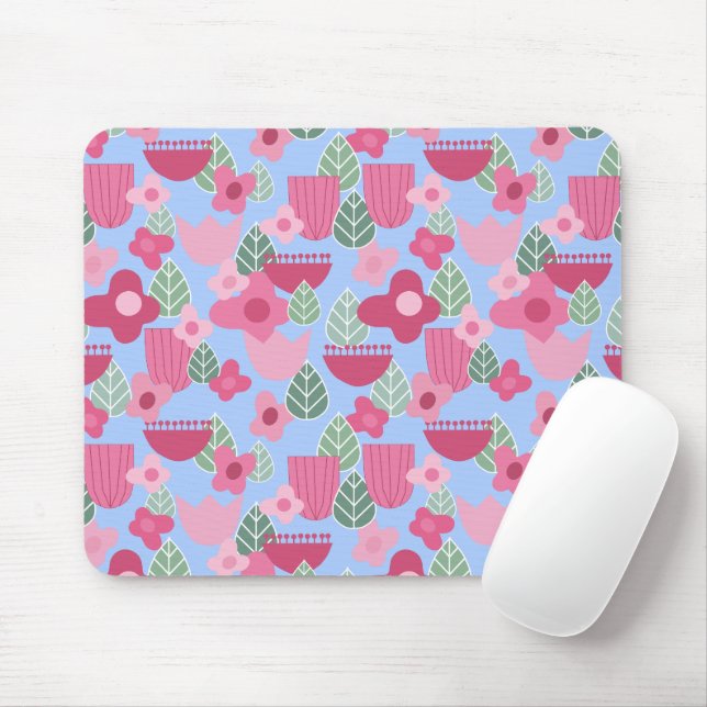 Mousepad Primavera Escandinavo Rosa (Com mouse)