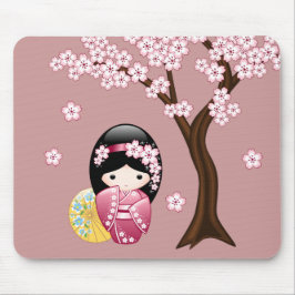 Mousepad Primavera Kokeshi Doll - Bonita Mancha Japonesa a 