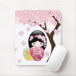 Mousepad Primavera Kokeshi Doll - Garota Geisha Japonesa Bo