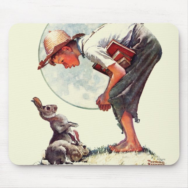 Mousepad Primavera, menino 1935 com coelho (Frente)