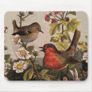 Mousepad Primavera Robin Birds Red Birds