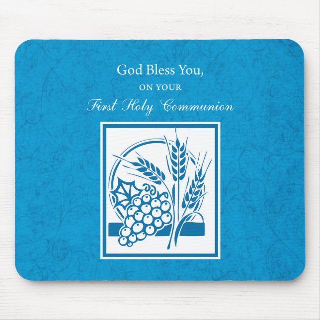 Mousepad Primeira Comunhão, Trigo, Uvas Azuis (Frente)
