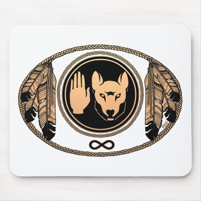 Mousepad Primeiras Nações, Wolf Native Art Gifts Metis (Frente)