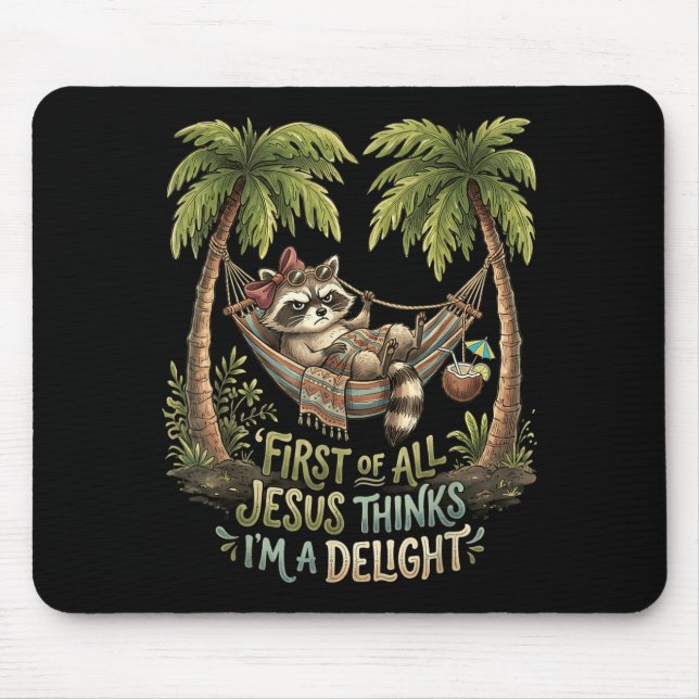 Mousepad Primeiro De Jesus Acha Um Design De Guaxinim Encan (Frente)
