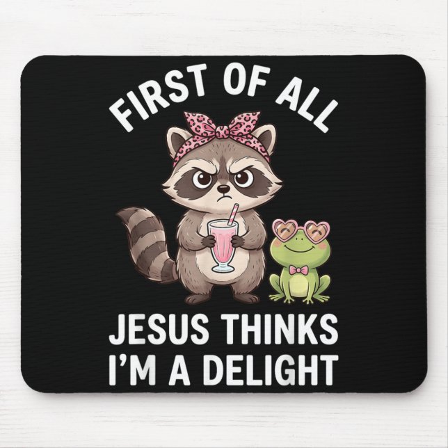 Mousepad Primeiro De Jesus Acha Um Design De Guaxinim Encan (Frente)