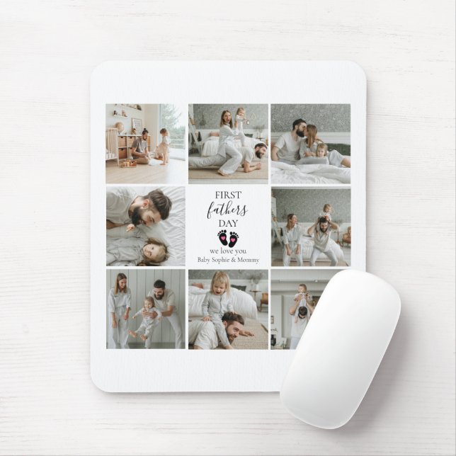 Mousepad Primeiro Dia de os pais - Pegadas de Bebês e Coraç (Com mouse)