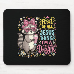 Mousepad Primeiro Jesus Acha Um Design De Guaxinim Encantad