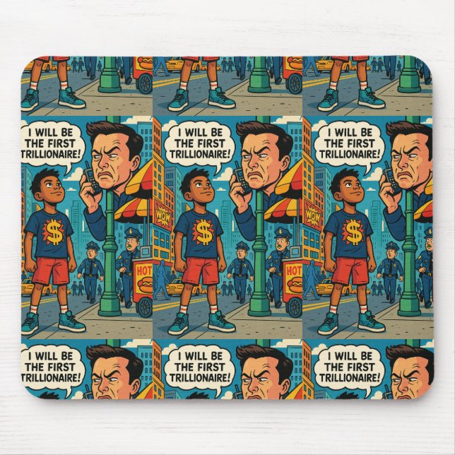 Mousepad Primeiro Trilionário" Estilo de Quadrinhos Motivac (Frente)
