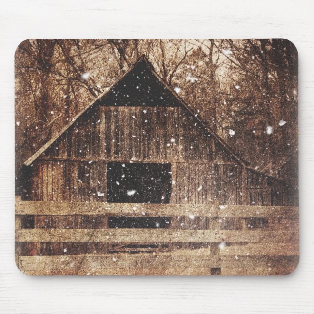 Mousepad Primerce de inverno no campo da neve rural (Frente)