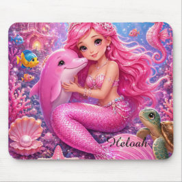 Mousepad Princesa Rosabella Mermaid Rosa Mágica Tapete de R