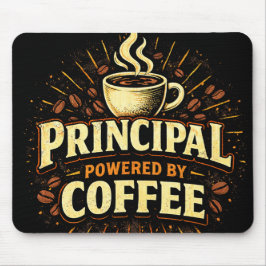 Mousepad Principal Powered by Coffee | Funny Admin Gift