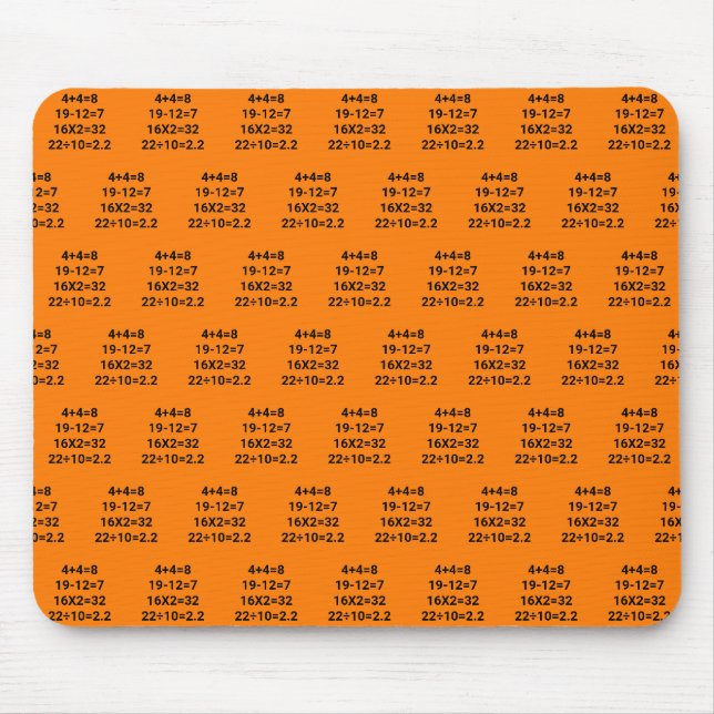 Mousepad Problemas de matemática sobre laranja (Frente)