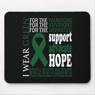 Mousepad Problemas de saúde Fita Verde Awarene mental