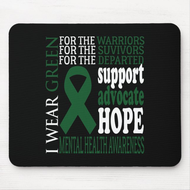 Mousepad Problemas de saúde Fita Verde Awarene mental (Frente)