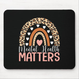 Mousepad Problemas de saúde Leopard Print Boho Rainbow Awar