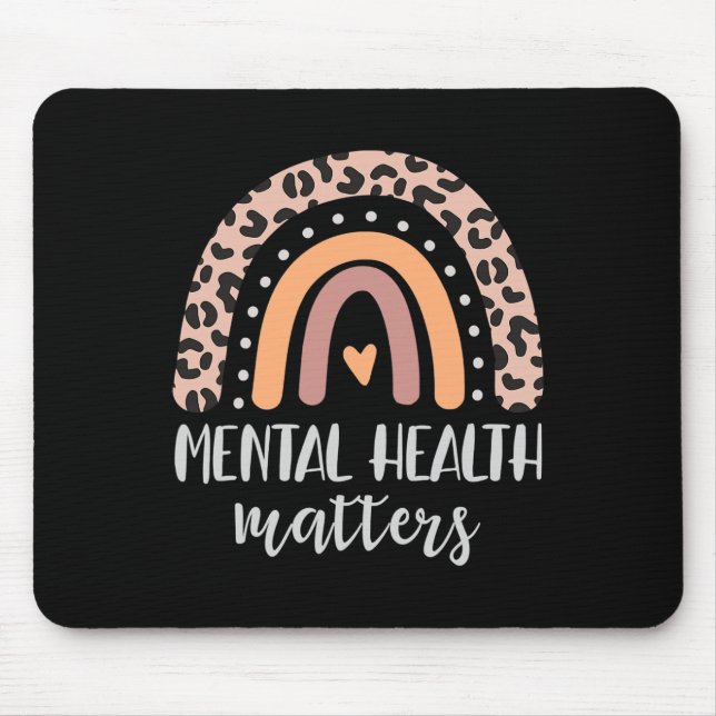 Mousepad Problemas de saúde mental Leopard Print Boho Rainb (Frente)