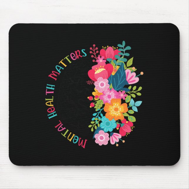 Mousepad Problemas de Saúde Mental Presente Cérebro Humano  (Frente)
