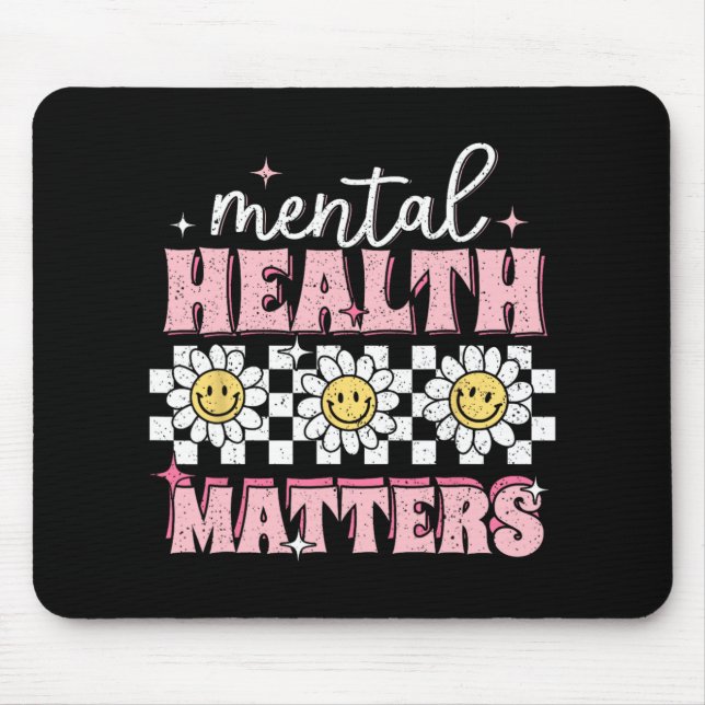 Mousepad Problemas Groovy de Saúde Mental Doença do Cérebro (Frente)