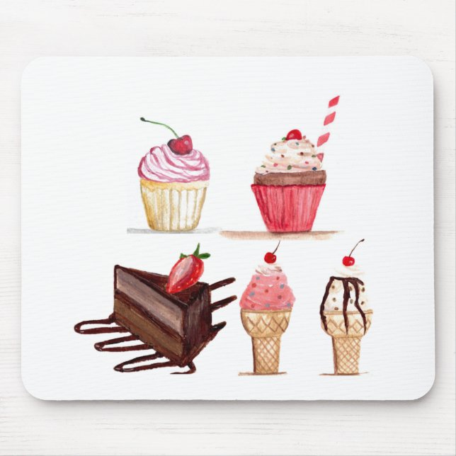Mousepad Produtos de pastelaria, pastelaria, Cupcakes e pas (Frente)