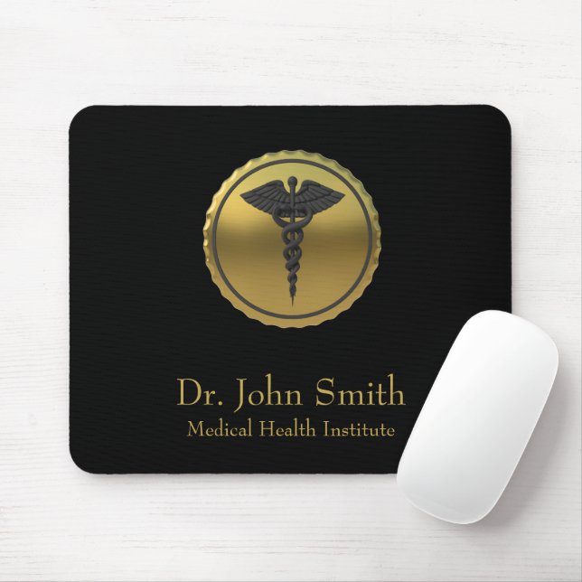 Mousepad Professional 3D Gold Caduceus Medical Emblem (Com mouse)