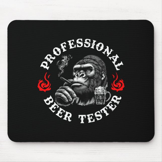 Mousepad Professional Beer Tester Funny Drinking Monkey Quo (Frente)