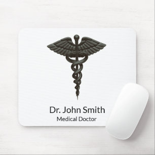 Mousepad Professional Simple Medical Caduceus Black White