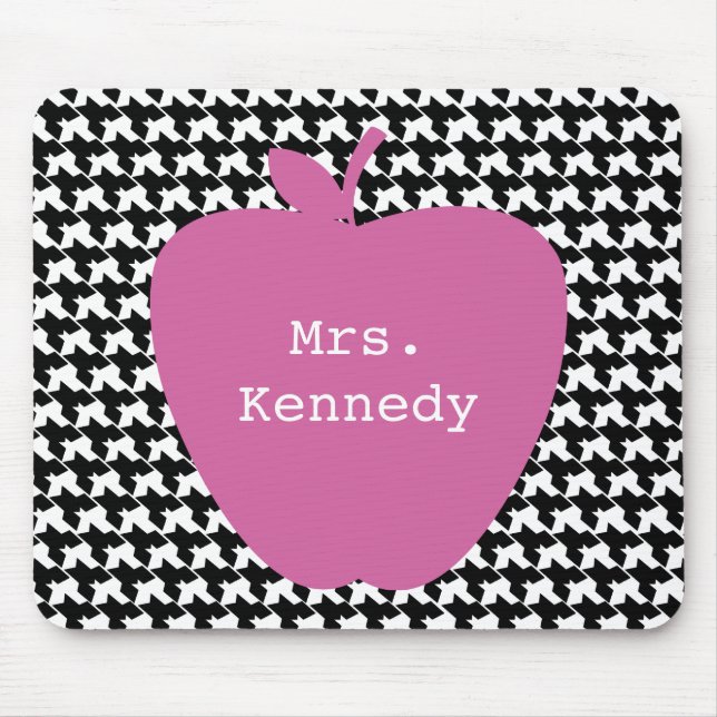 Mousepad Professor cor-de-rosa de Apple Houndstooth (Frente)