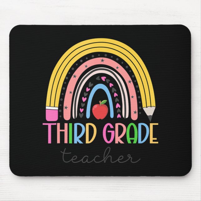 Mousepad Professor de 3º grau Ama Ensinar Arco-Íris (Frente)