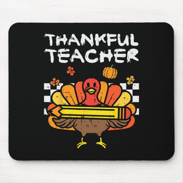 Mousepad Professor de Ação de Graças Turquia Retro Fall Wo (Frente)