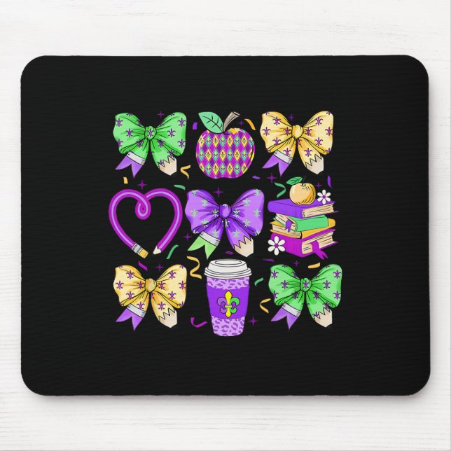 Mousepad Professor de Carnaval Coquete Laço Lápis Maçã Livr (Frente)