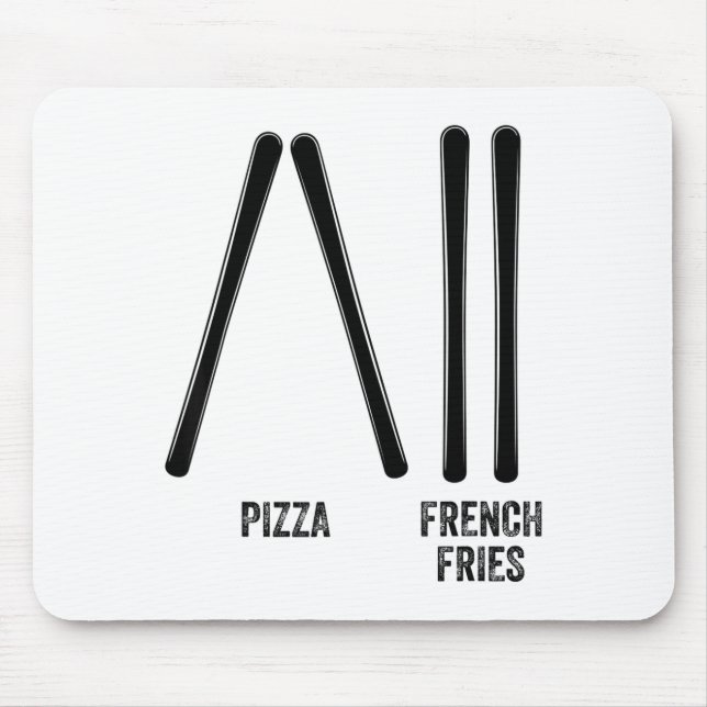 Mousepad Professor de esqui pizza &amp; batata frita como f (Frente)